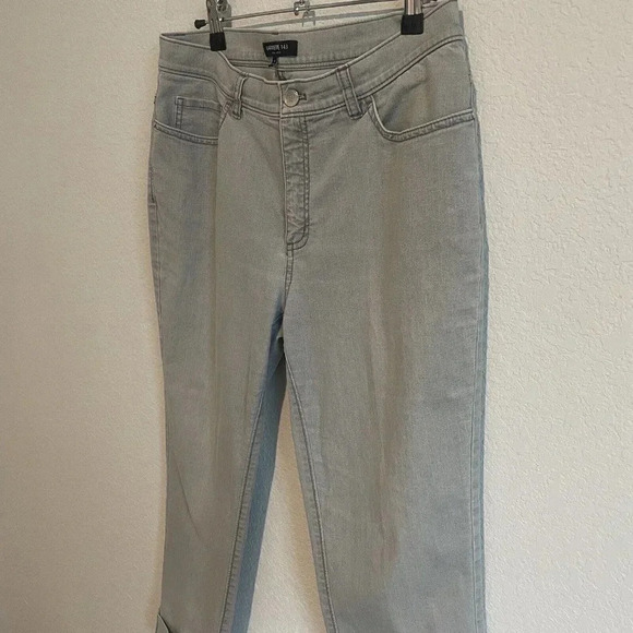 Lafayette 148 New York  High Waist Ankle Straight Leg Jeans Size 8 Gray - Picture 7 of 10